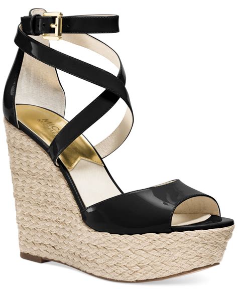 michael kors sandle wedges sale black|michael kors black heels sandals.